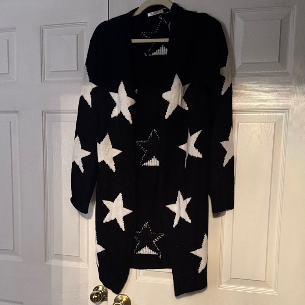 Cupshe Black and White Star Cardigan